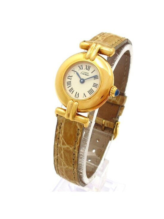 Cartier Watch Must Colise Vermeil 925 Leather Strap Ivory